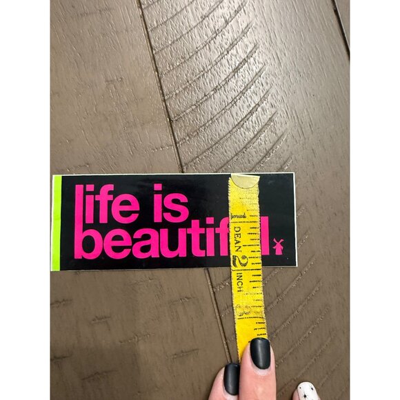 Dutch Bros "Life Is Beautiful" Vinyl Sticker Black With Pink & Lime Green - Picture 4 of 4